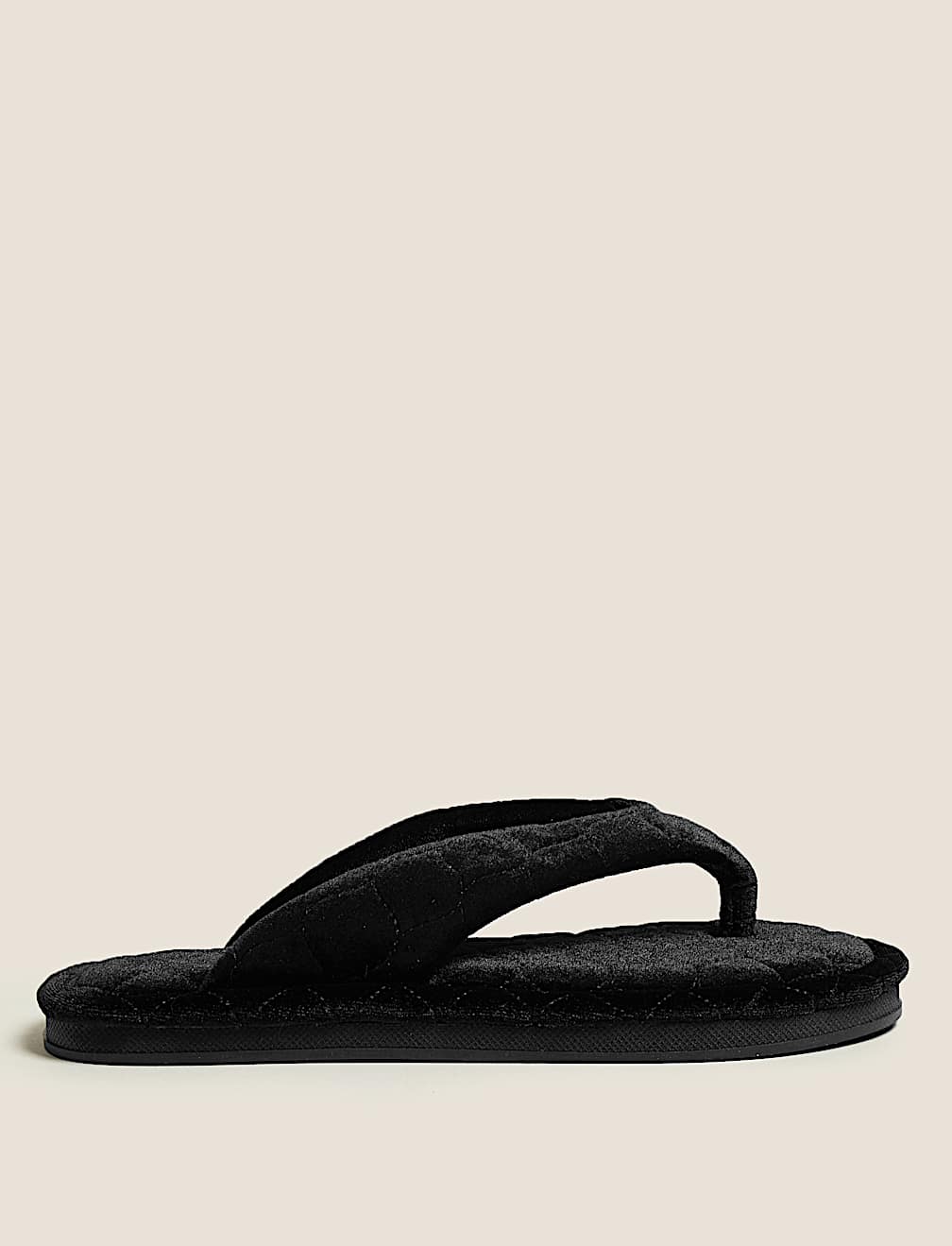 Velvet Open Toe Thong Slipper