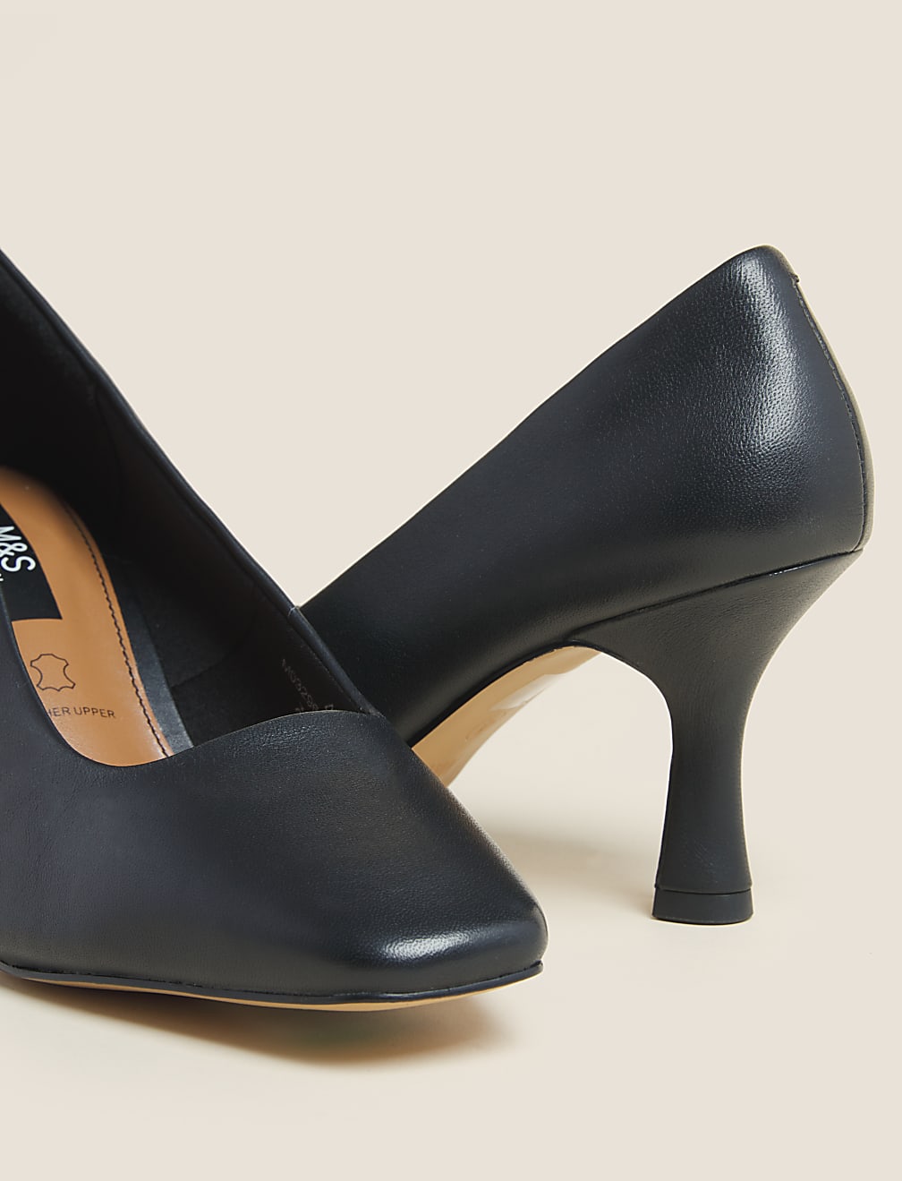 Leather Square Toe Court Shoes