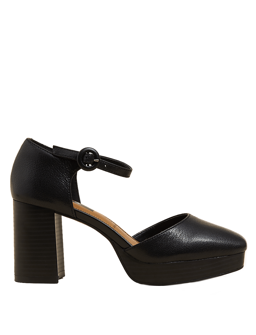 Leather Platform Square Toe Heels