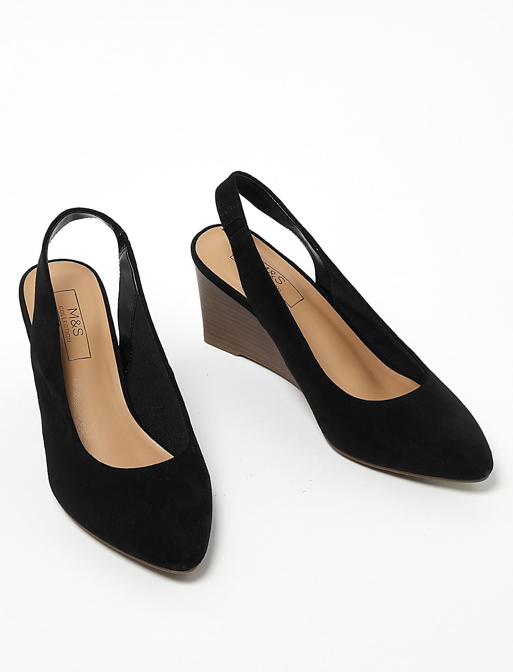 Suede Wedge Pointed Slingback Shoes