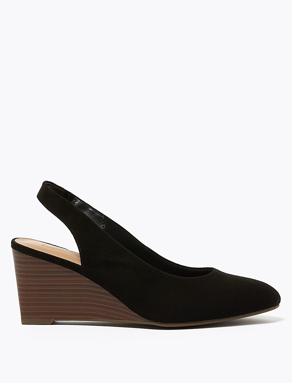 Suede Wedge Pointed Slingback Shoes