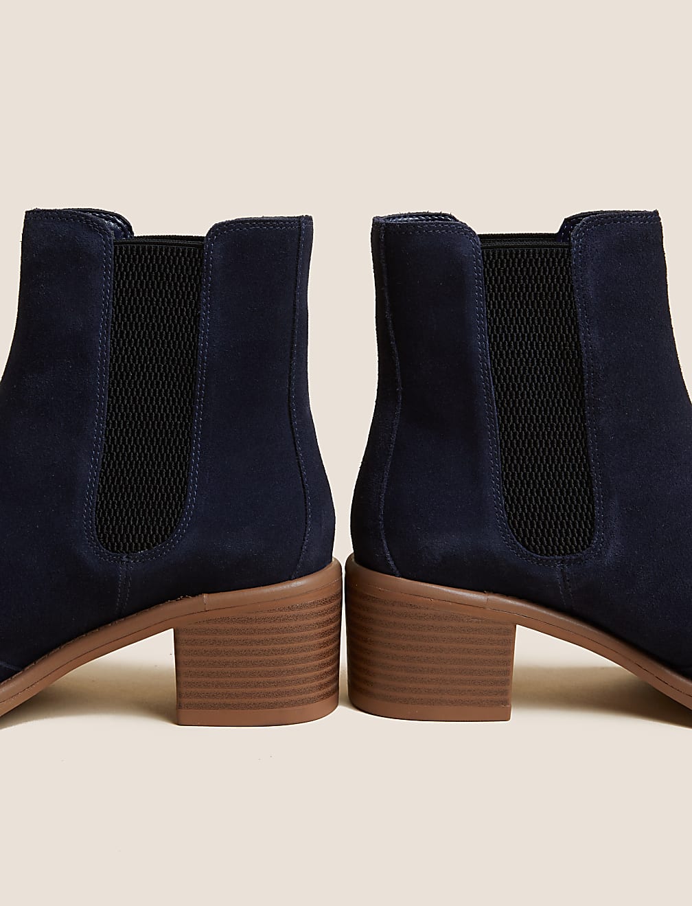 Suede Chelsea Block Heel Ankle Boots