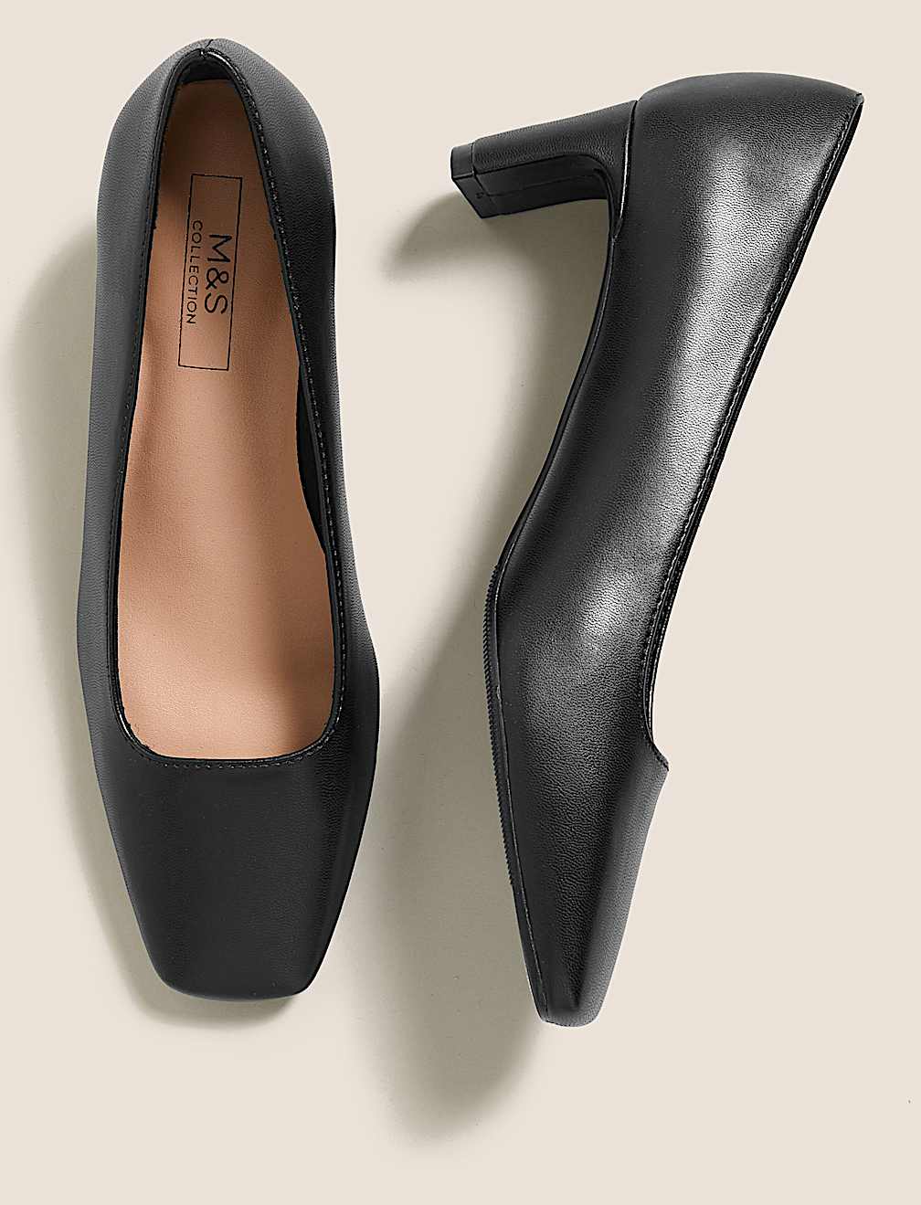 Kitten Heel Square Toe Court Shoes