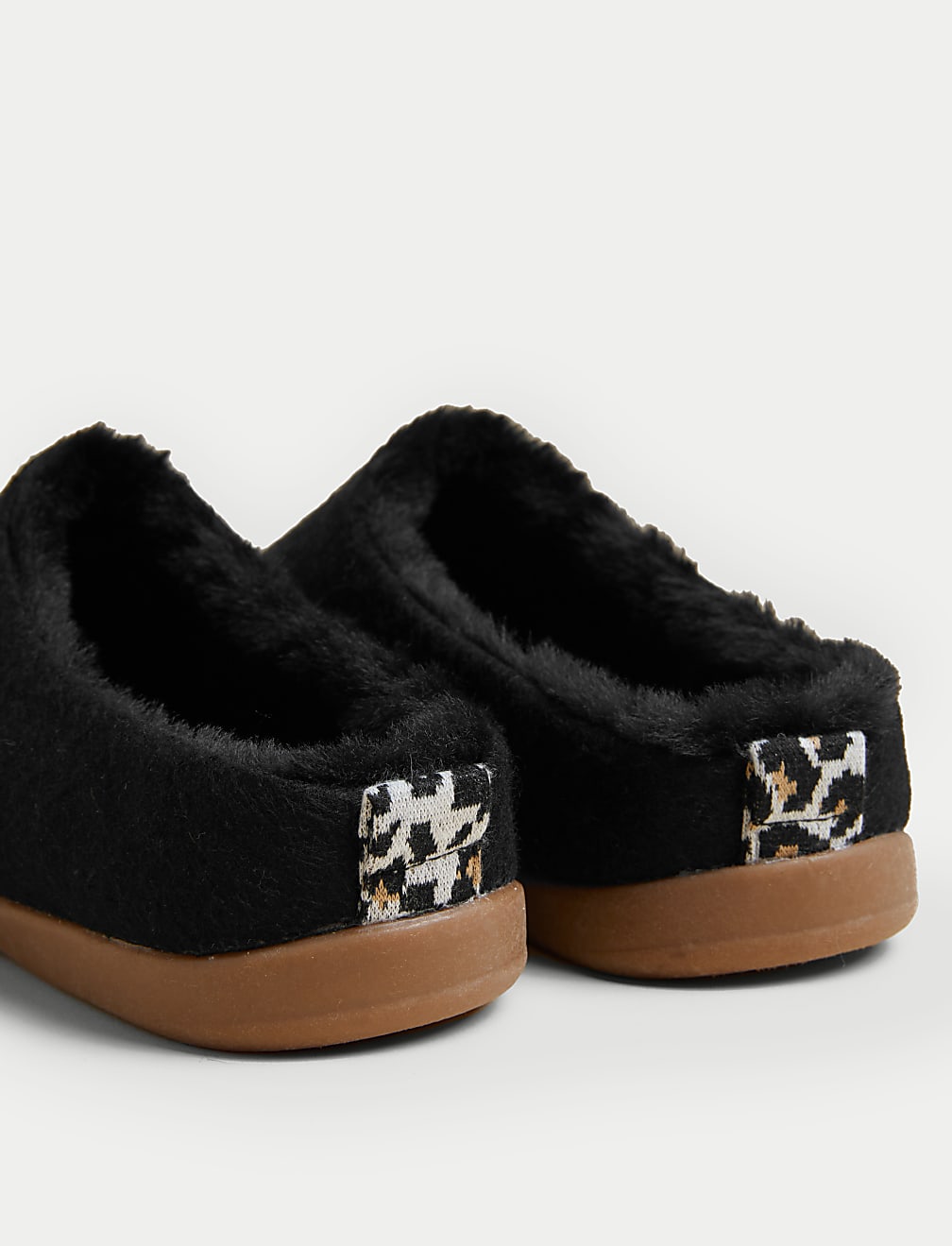 Felt Faux Fur Lined Mule Slippers