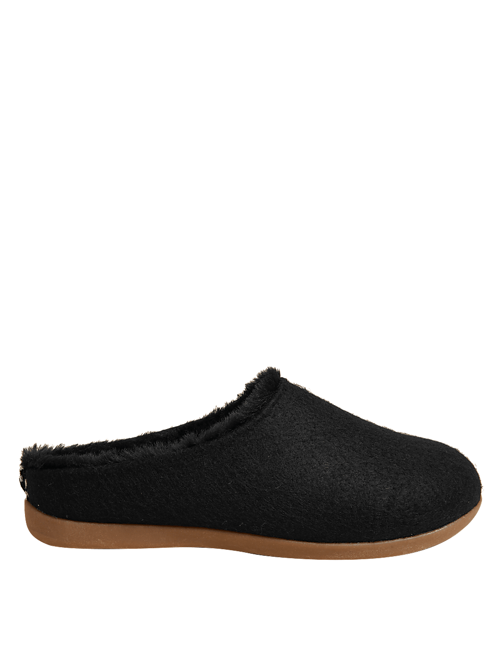 Felt Faux Fur Lined Mule Slippers