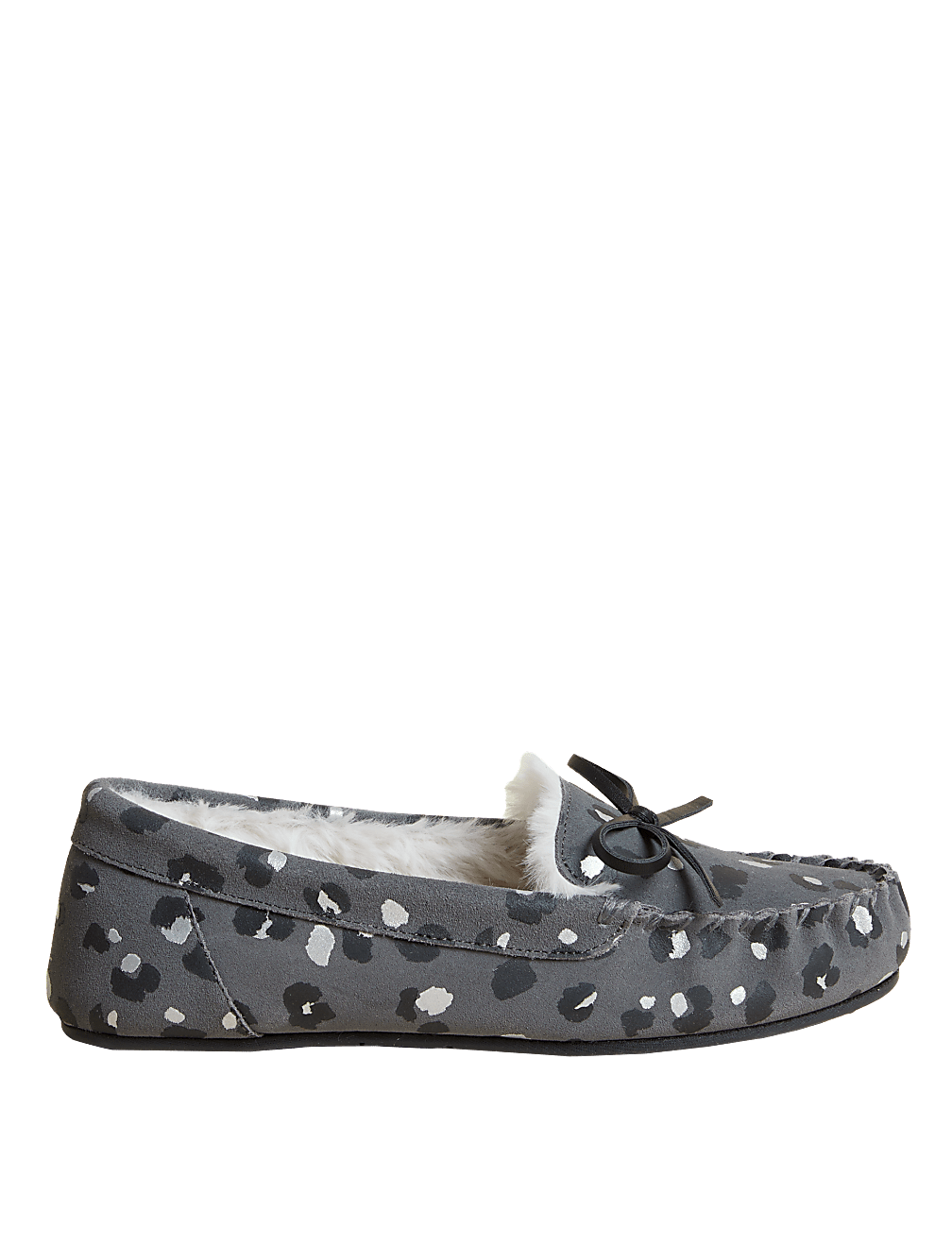 Buy Suede Leopard Print Bow Moccasin Slippers at Marks Spencer