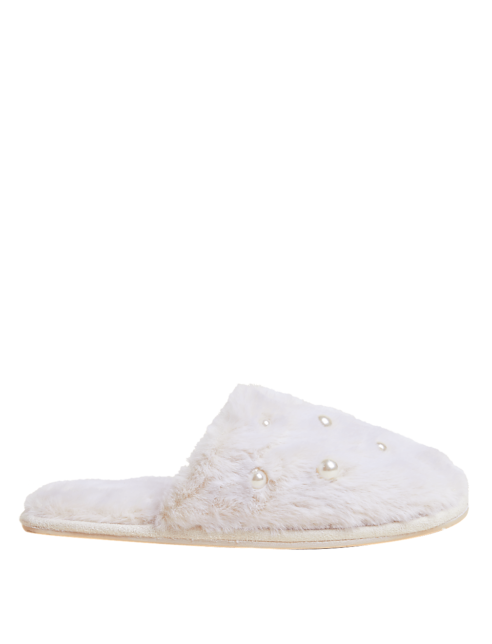 Faux Fur Embellished Mule Slippers