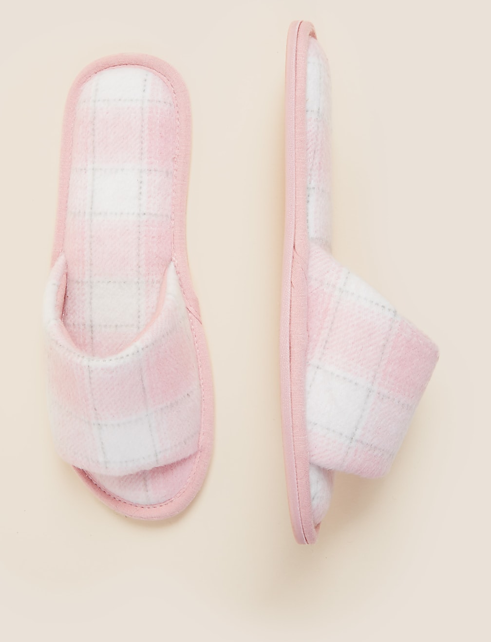 Checked Open Toe Mule Slippers