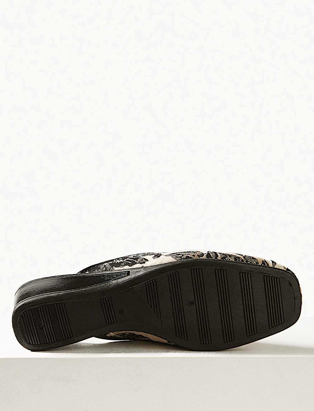 Wedge Heel Floral Print Mule Slippers
