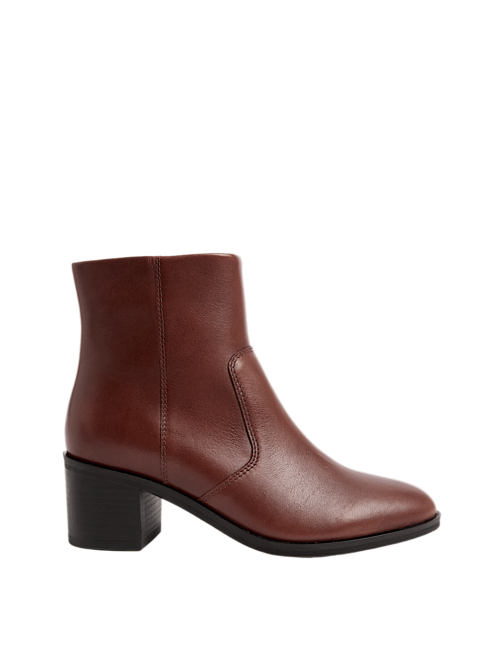 Leather Block Heel Ankle Boots