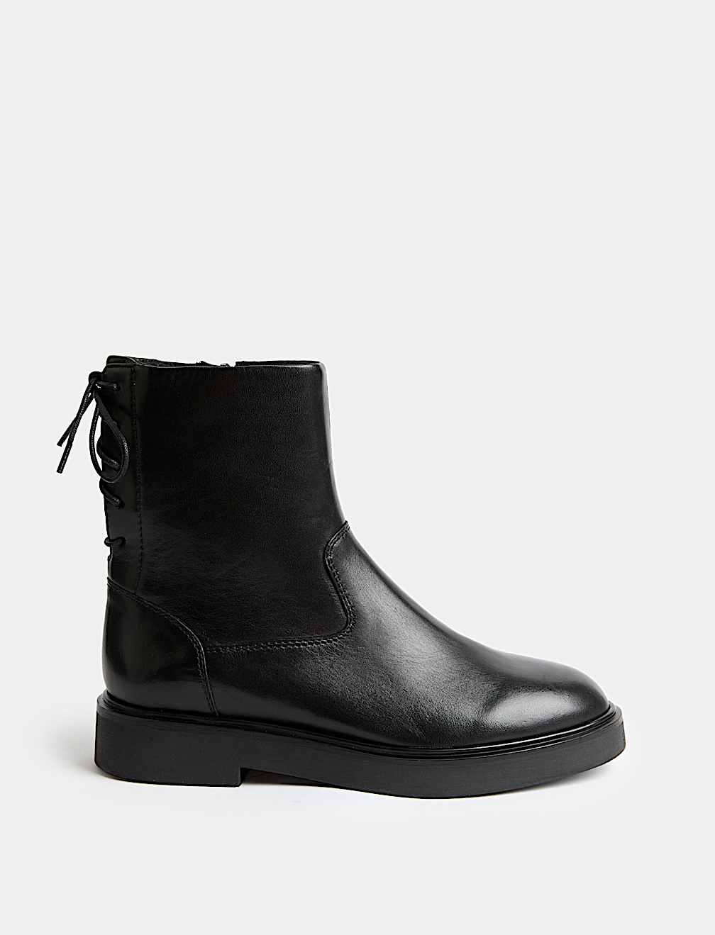 Leather Block Heel Ankle Boots