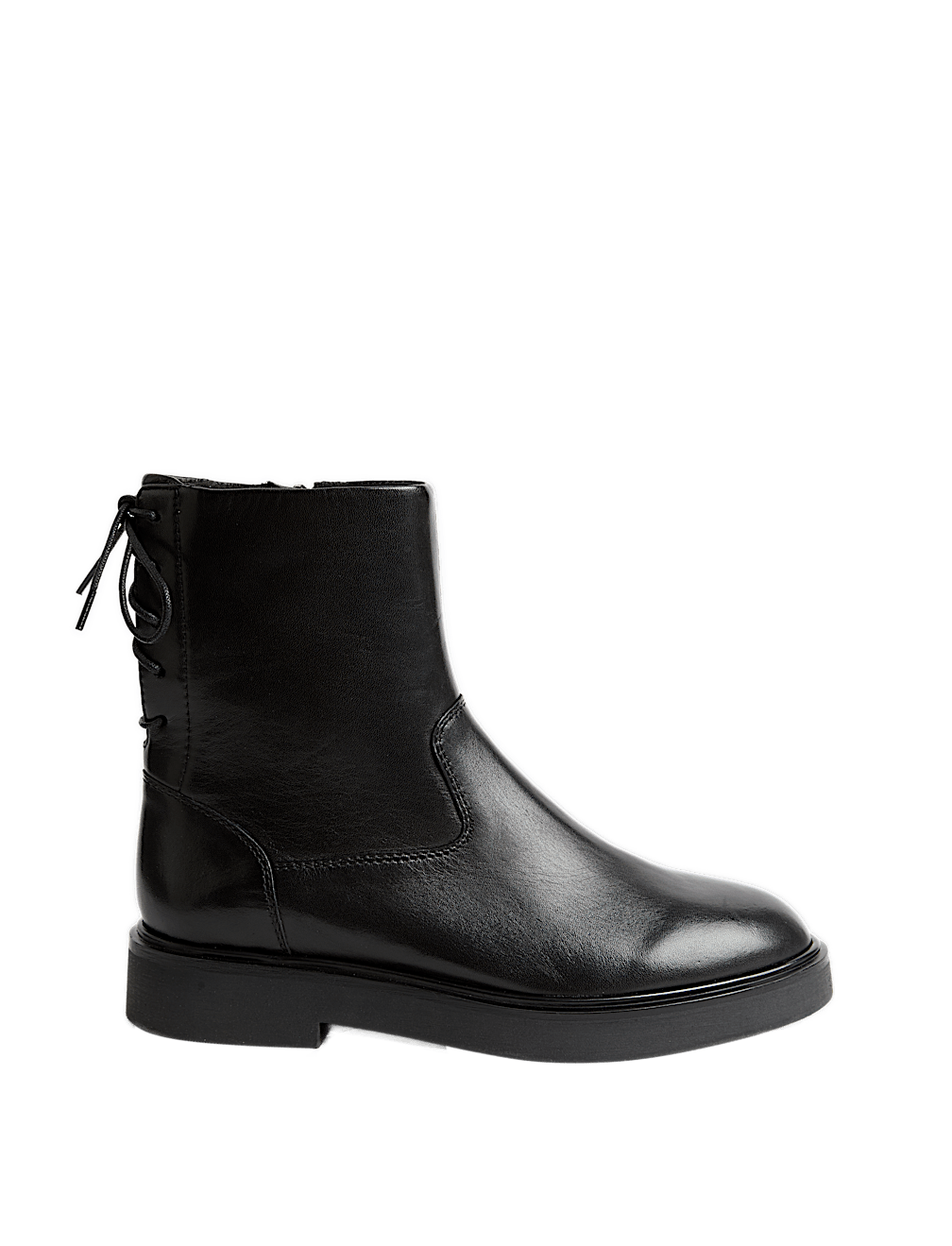 Leather Block Heel Ankle Boots