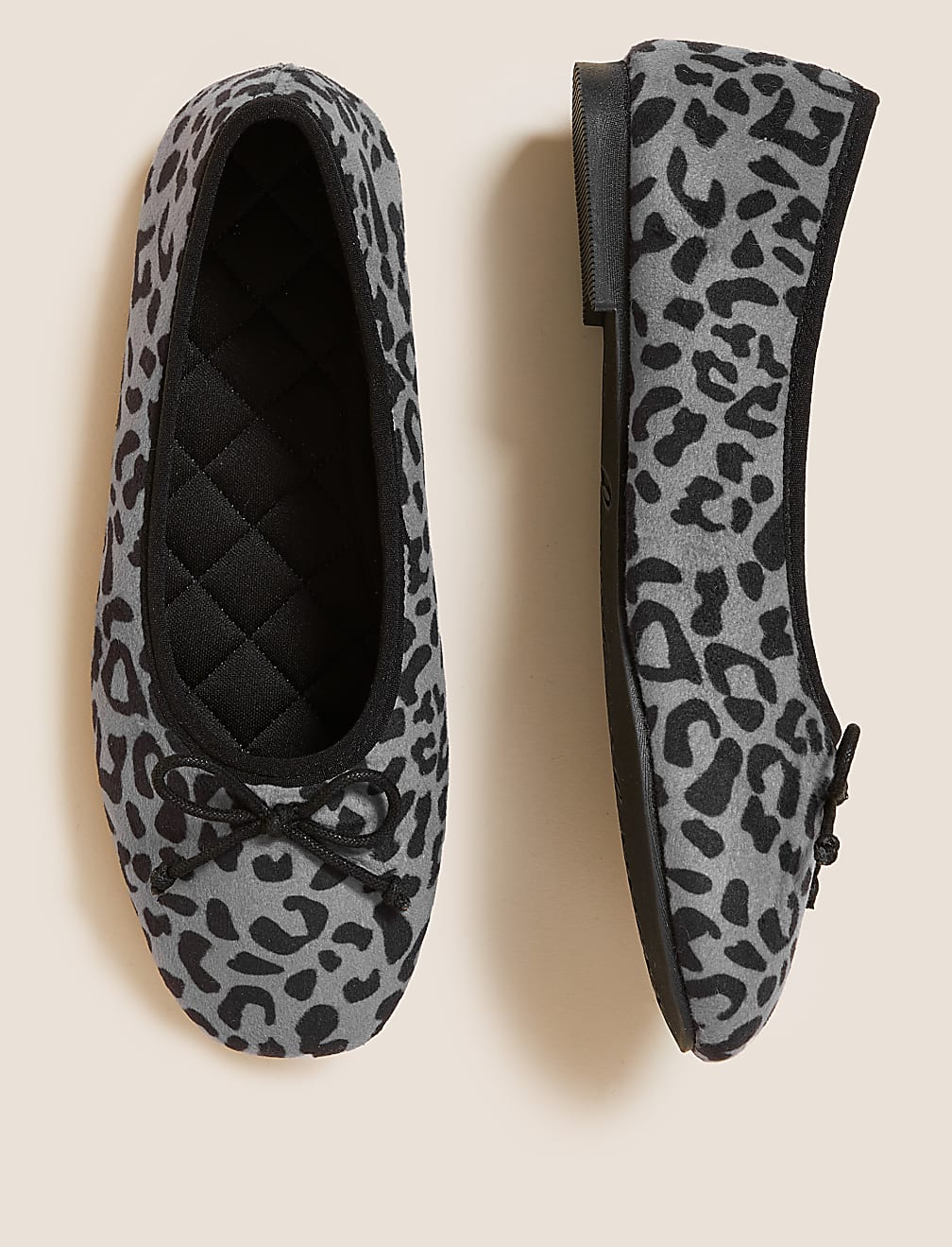 Leopard Print Bow Ballerina Slippers