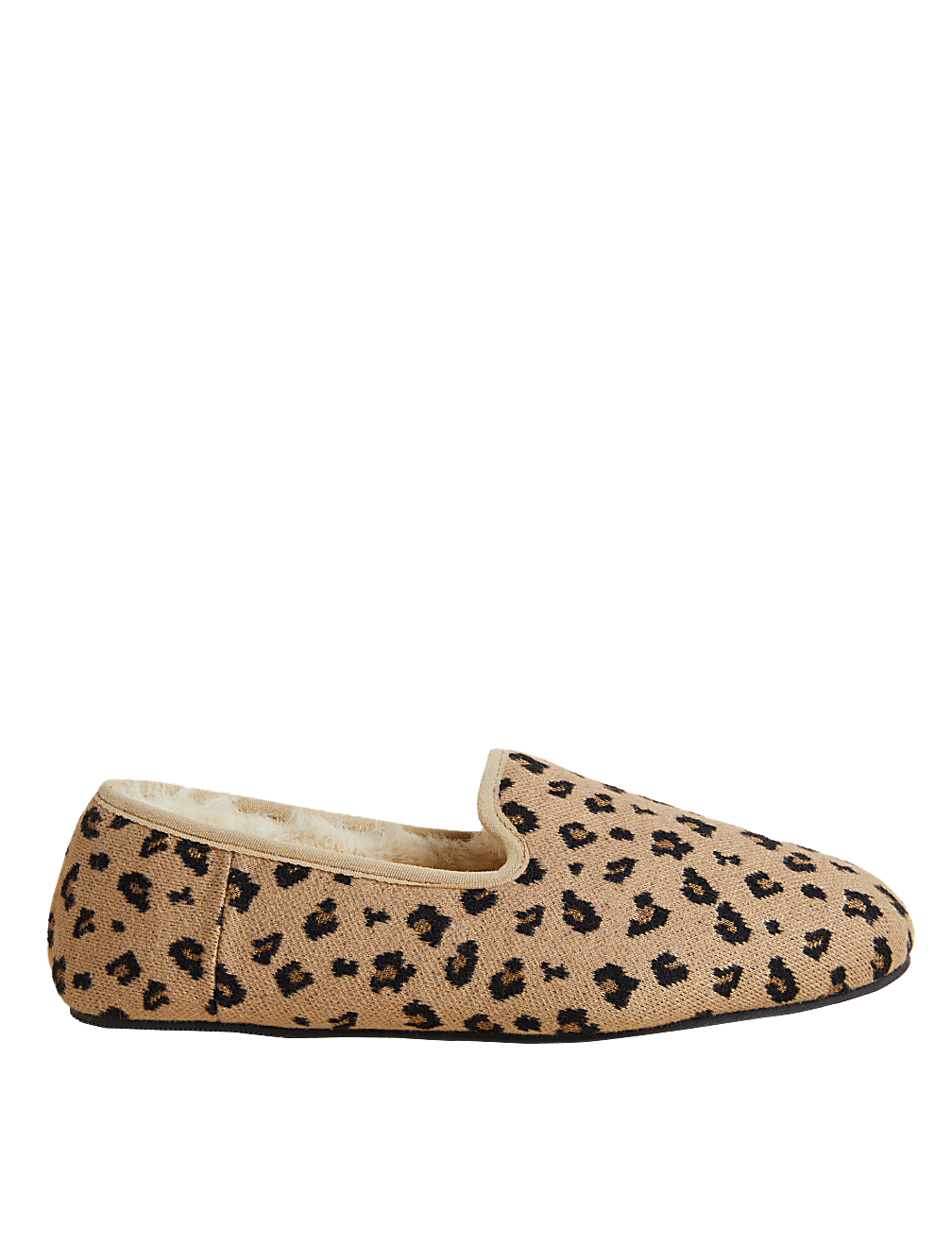 Leopard Print Faux Fur Lined Slippers