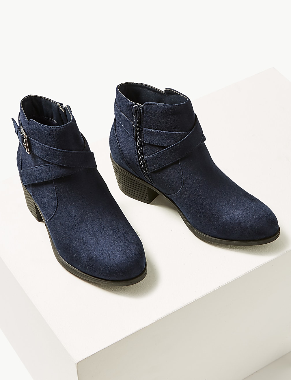 Buckle Block Heel Ankle Boots