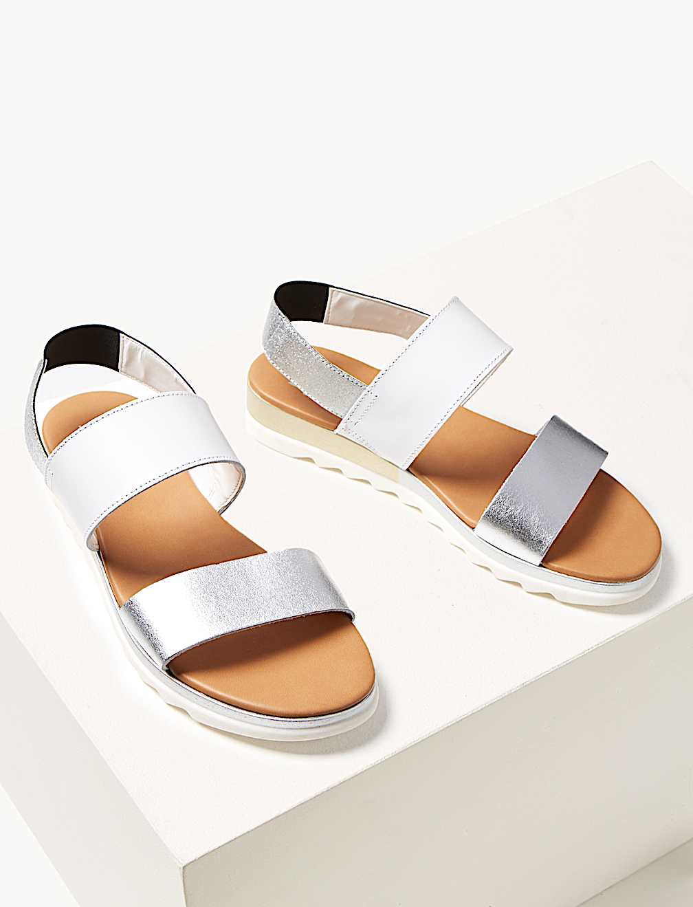 Leather Two Band Sandals