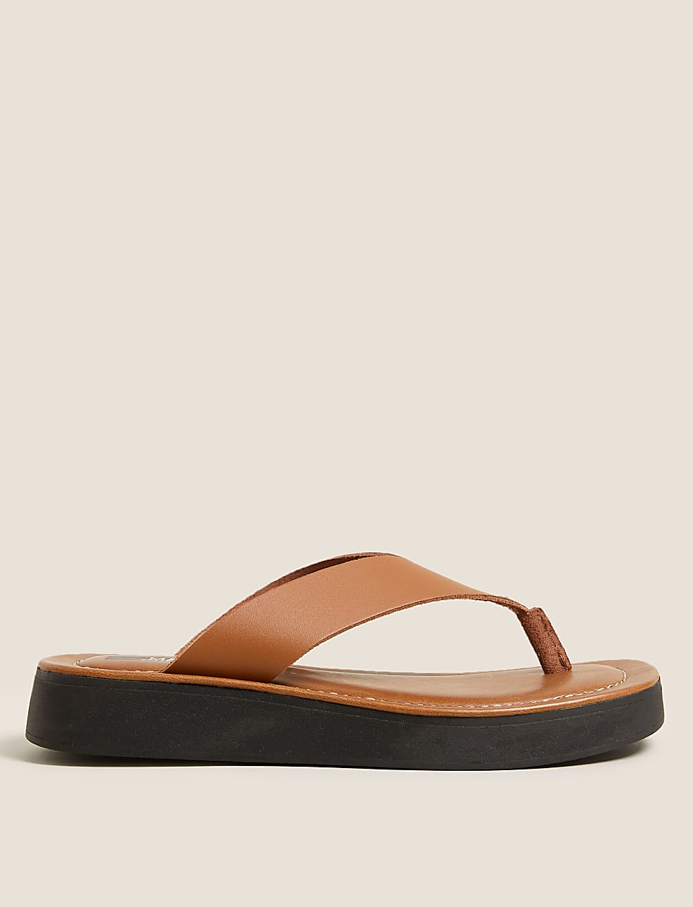 Leather Flatform Flip Flops