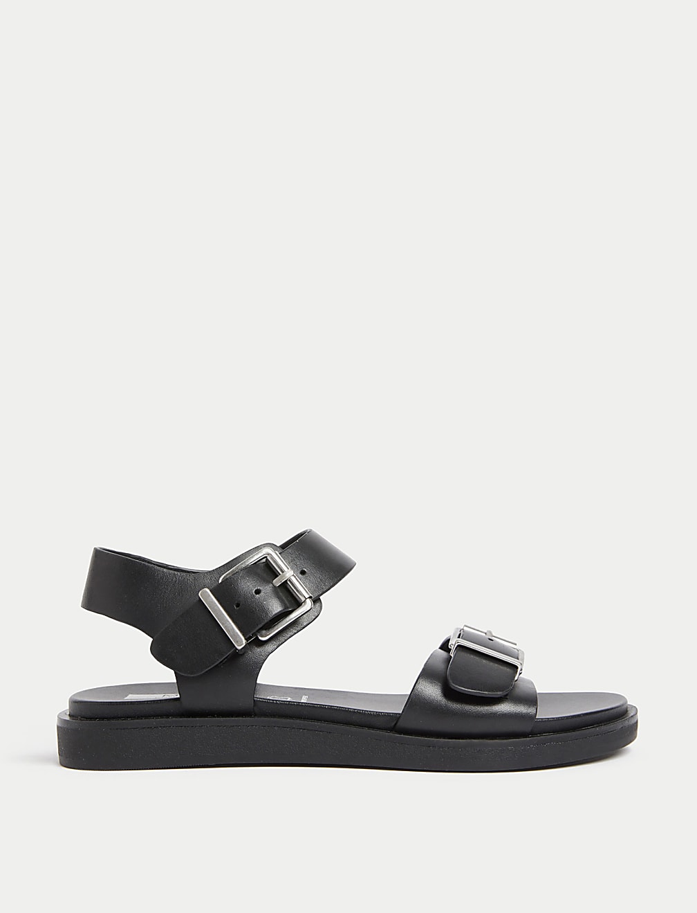 Leather Buckle Flat Sandals