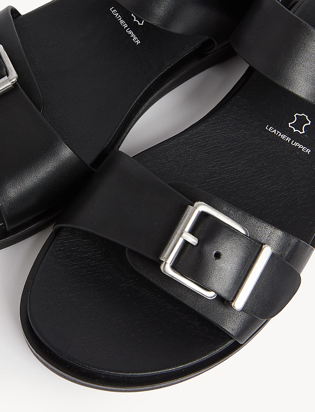 Leather Buckle Flat Sandals