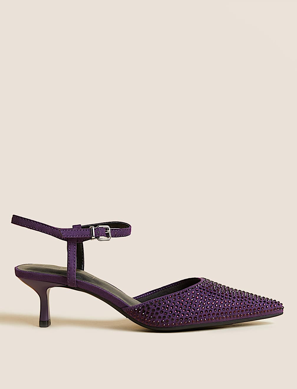 Sparkle Ankle Strap Kitten Heel Shoes