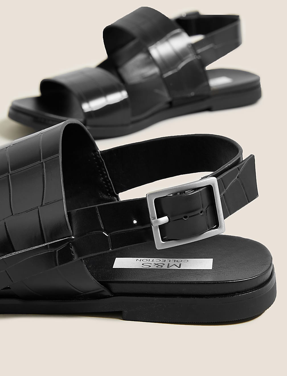 Leather Buckle Ankle Strap Flat Sandals