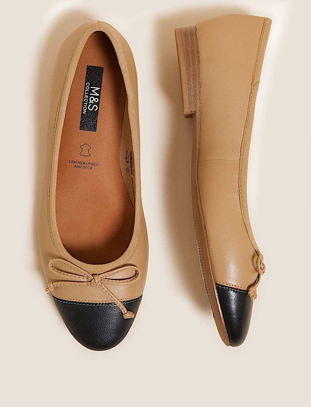 Leather Bow Ballet Pumps