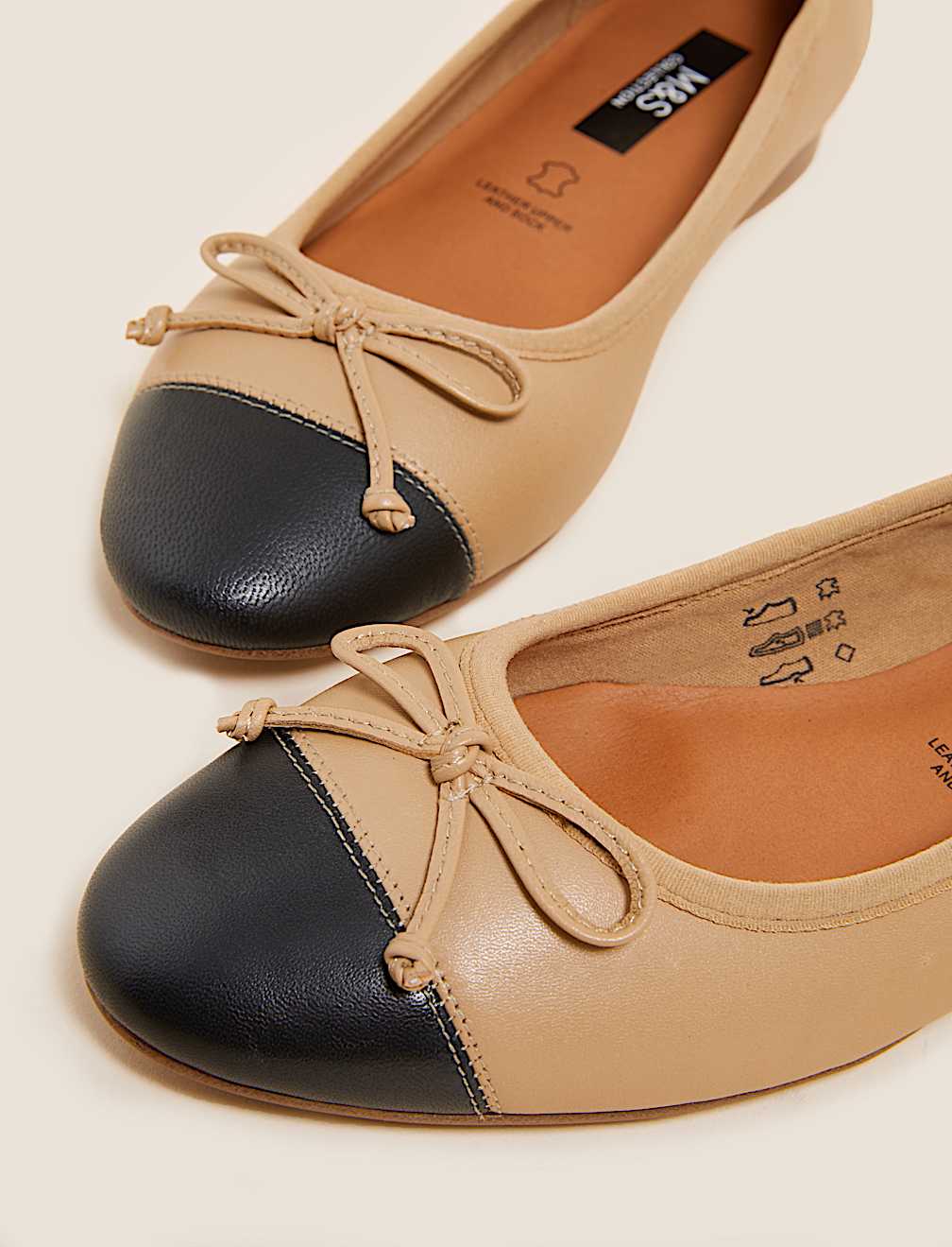 Leather Bow Ballet Pumps