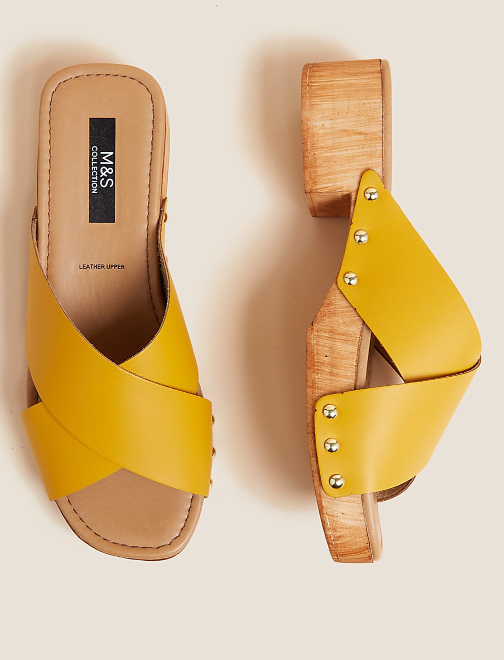 Leather Block Heel Clogs
