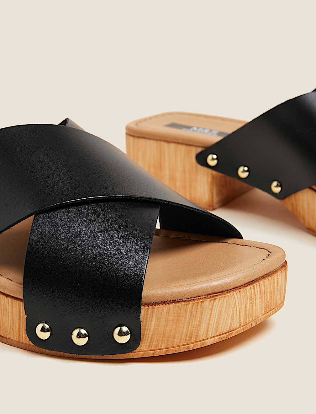 Leather Block Heel Clogs