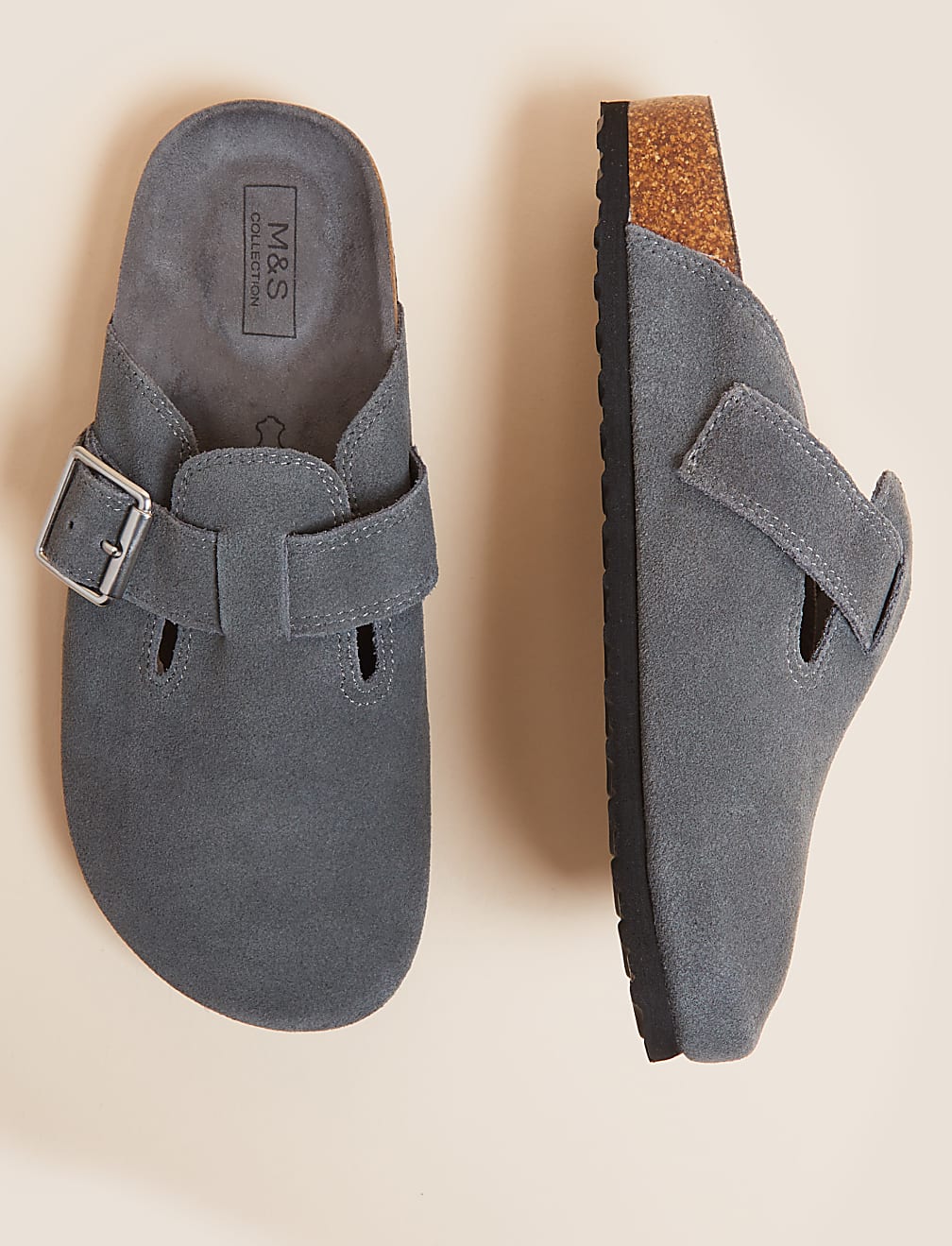 Suede Buckle Mules