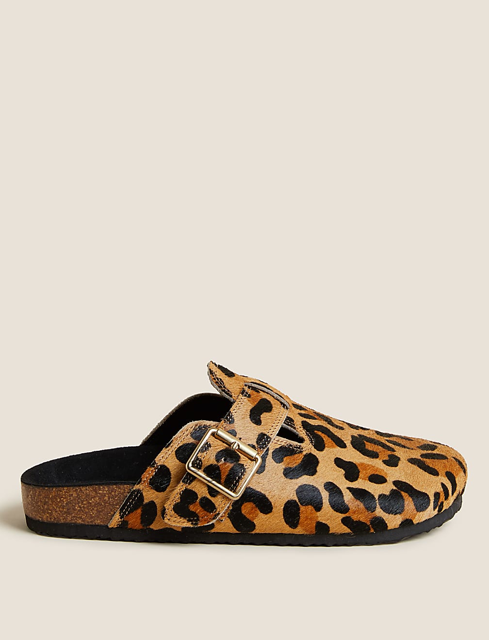 Buy Leather Leopard Print Buckle Clog Mules at Marks Spencer