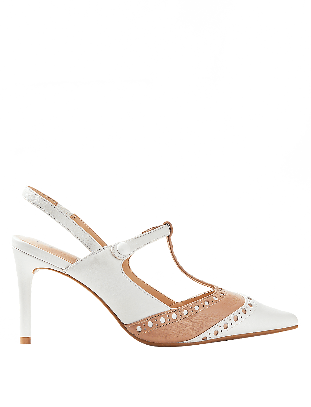 Leather Stiletto Heel T-Bar Slingback Shoes