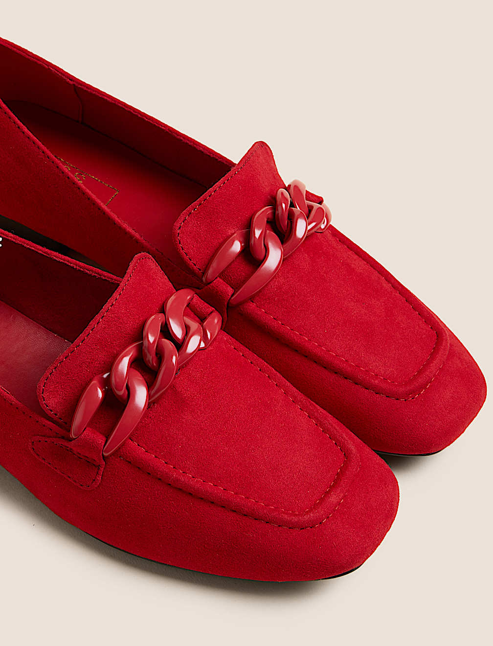 Chain Detail Square Toe Loafers