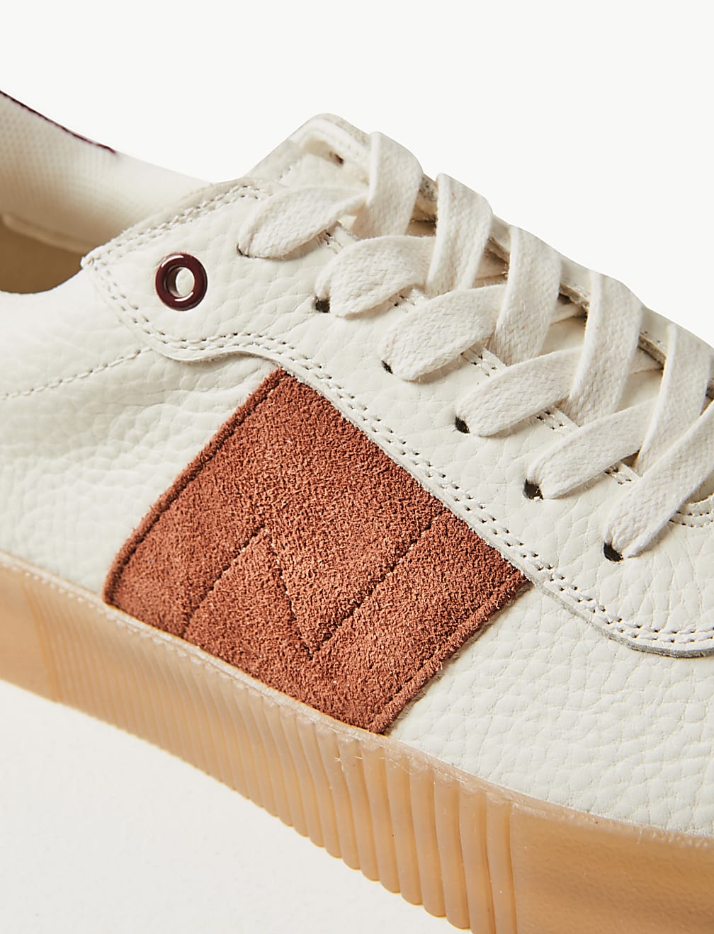 Leather Suede Panel Lace-up Trainers