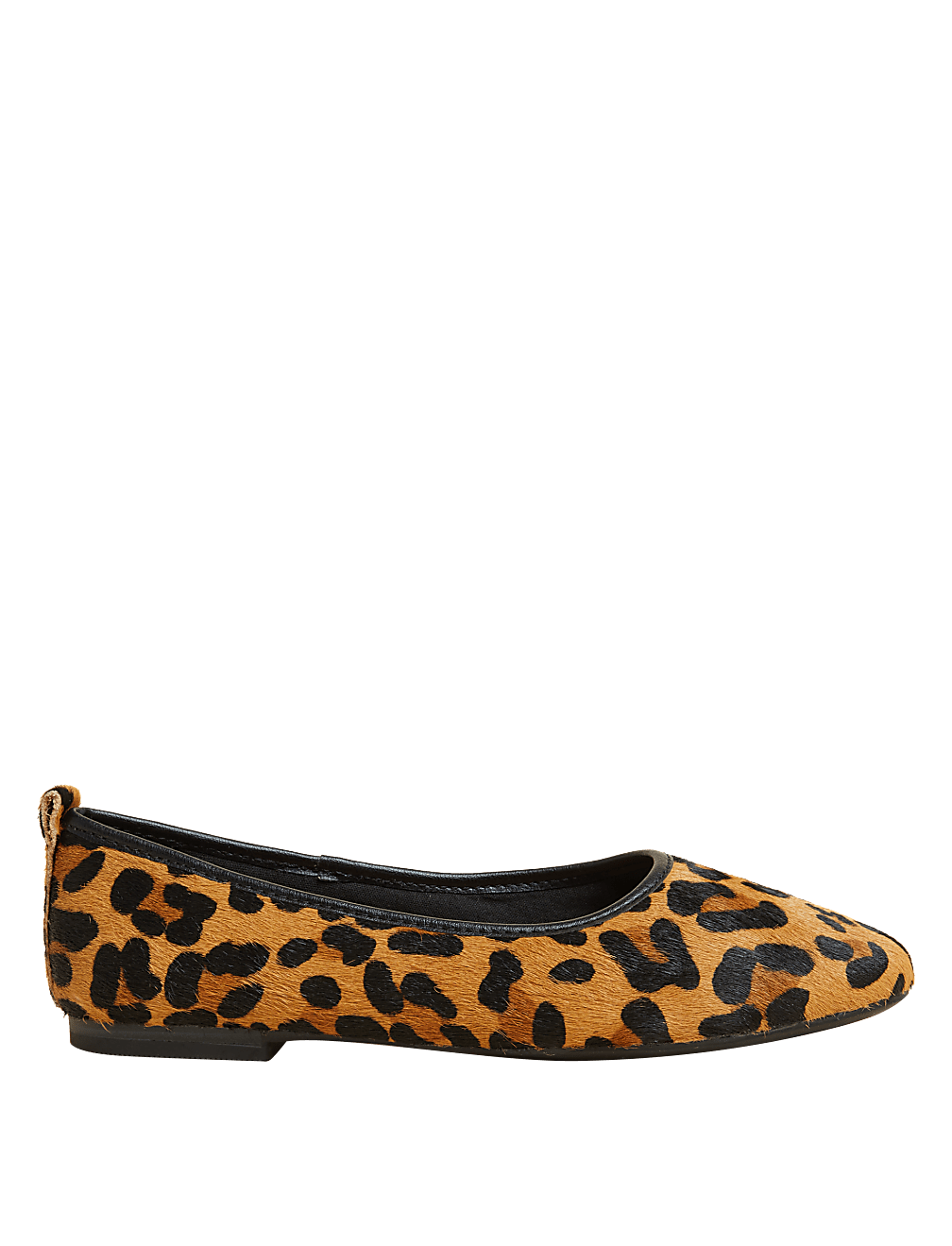 Leather Leopard Print Flat Ballet Pumps