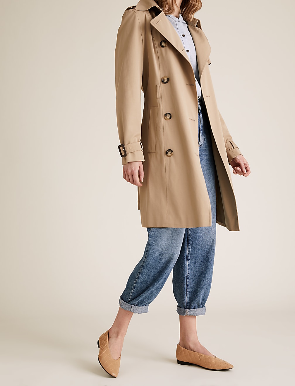 Leather Quilted Chisel Toe Ballet Pumps