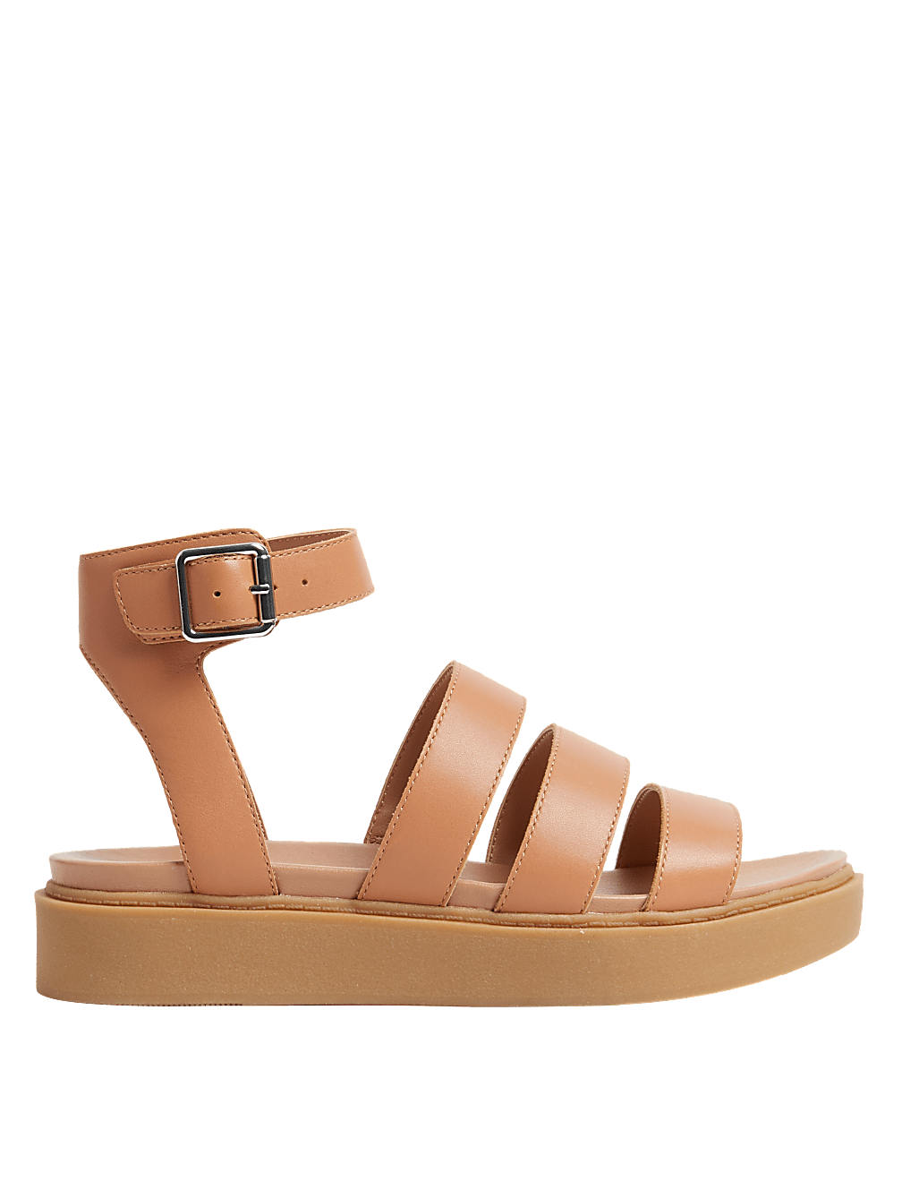 Leather Ankle Strap Flat Sandals