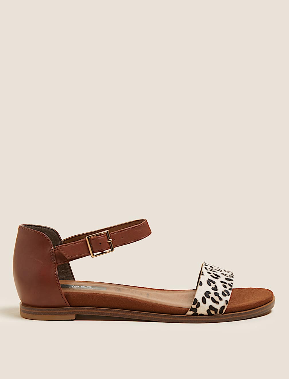 Wide Fit Suede Ankle Strap Flat Sandals