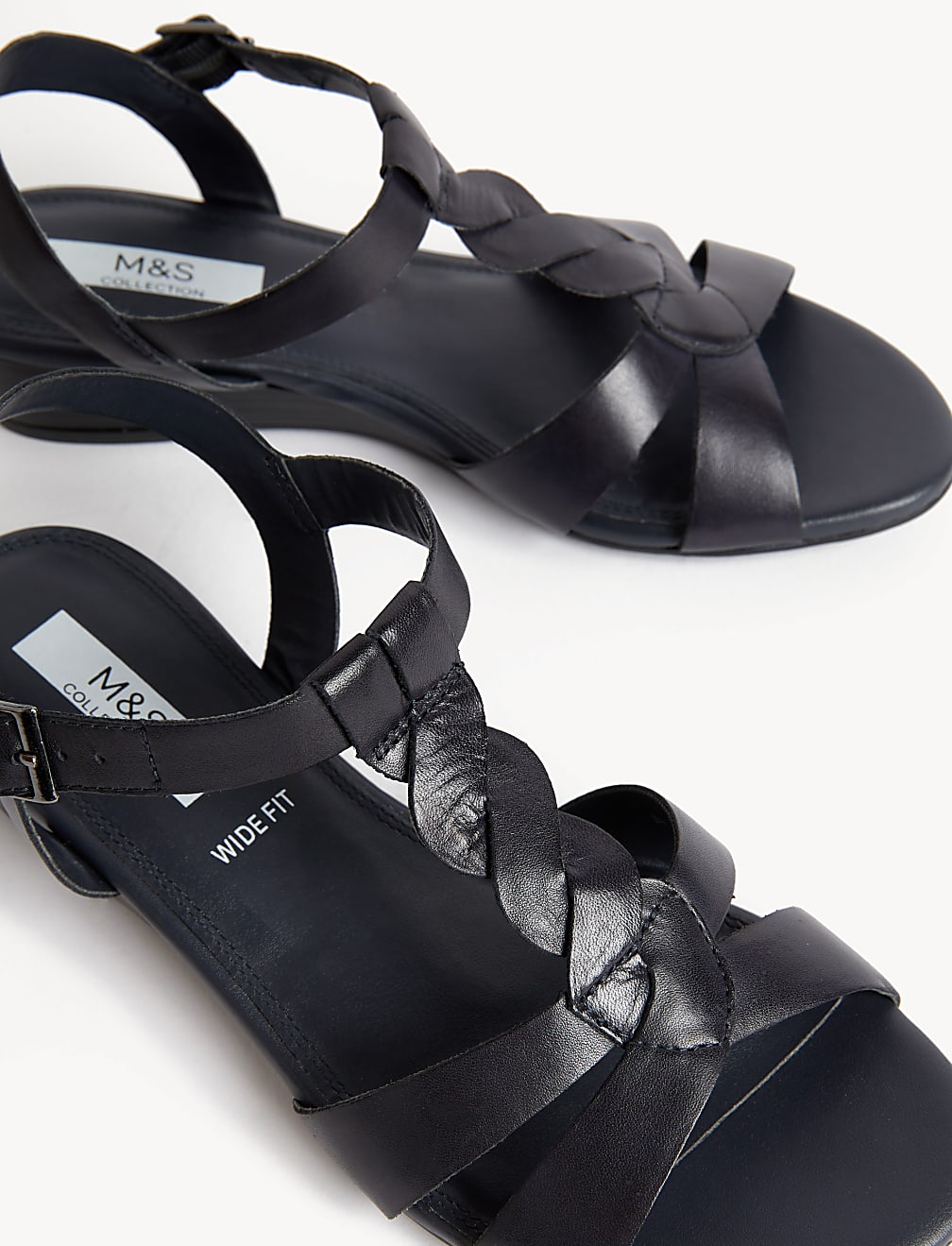 Buy Wide Fit Leather Wedge Sandals at Marks Spencer