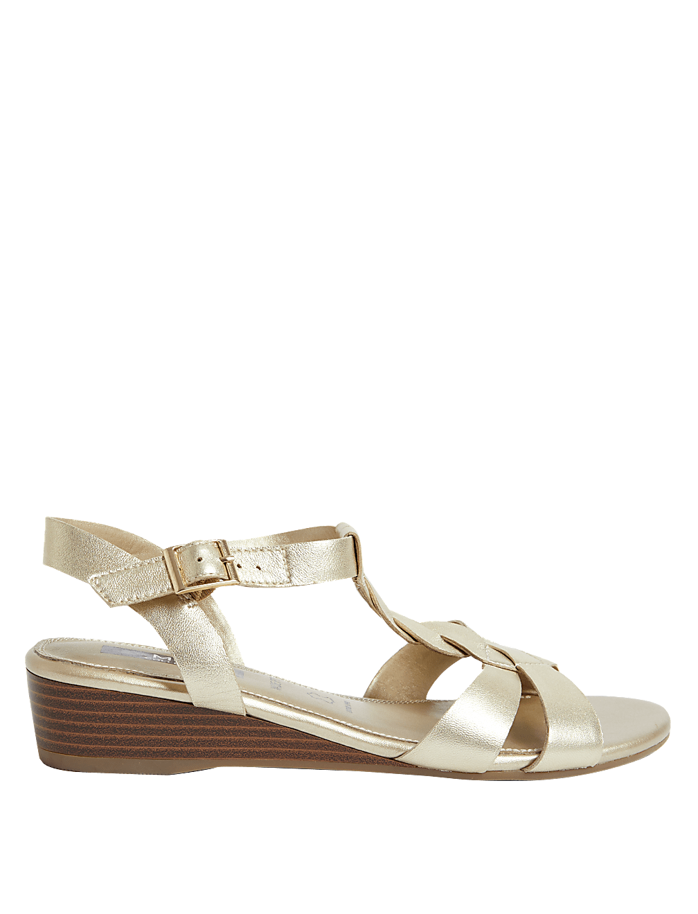 Wide Fit Leather Wedge Sandals