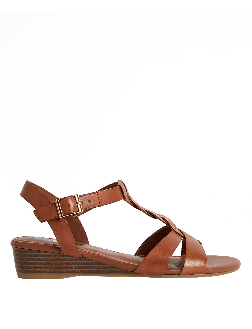 Wide Fit Leather Wedge Sandals