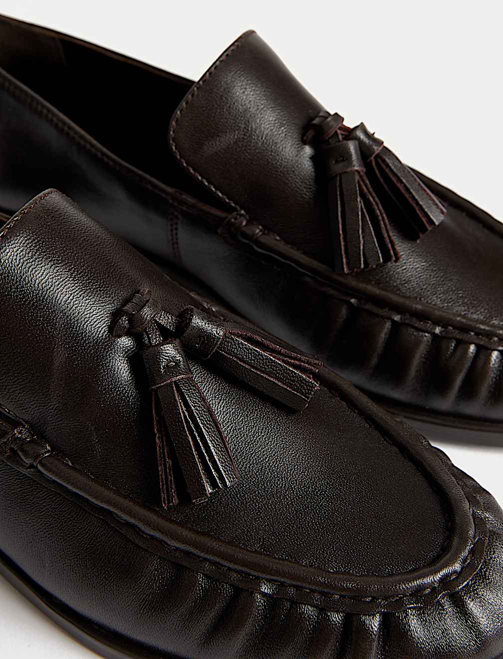 Leather Tassel Flat Loafers