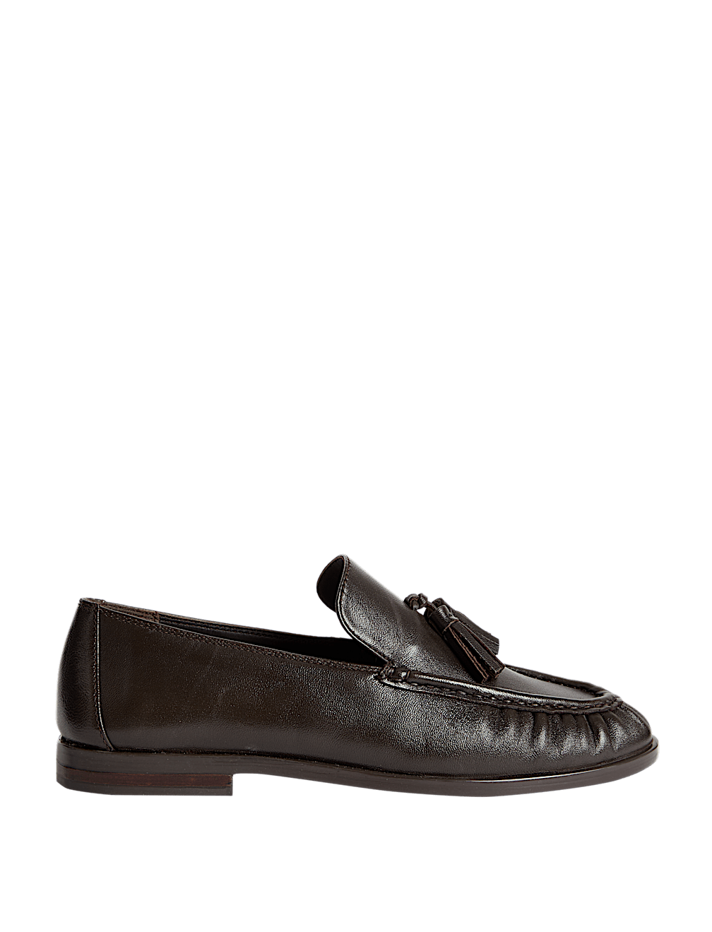 Leather Tassel Flat Loafers