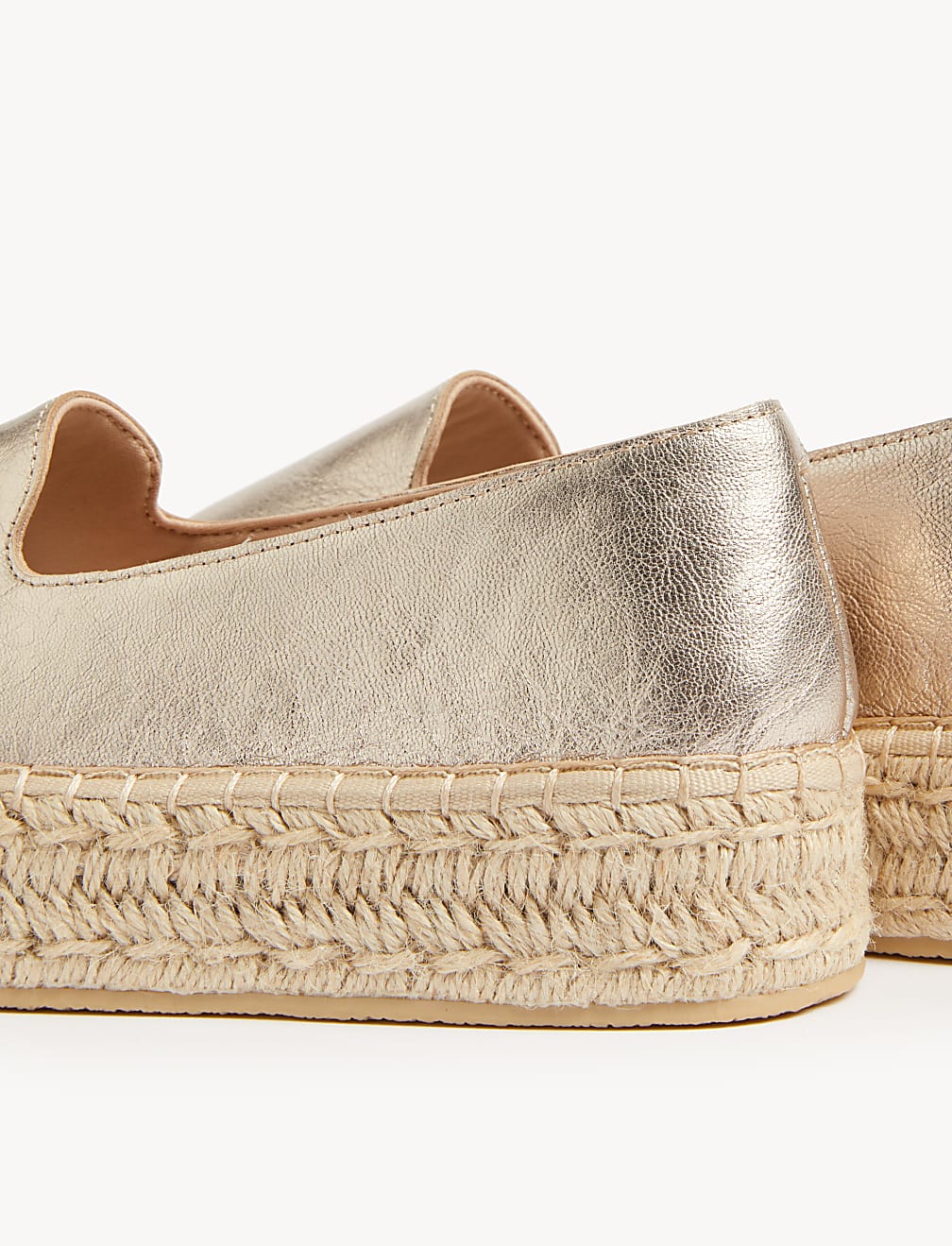 Leather Metallic Flatform Espadrilles