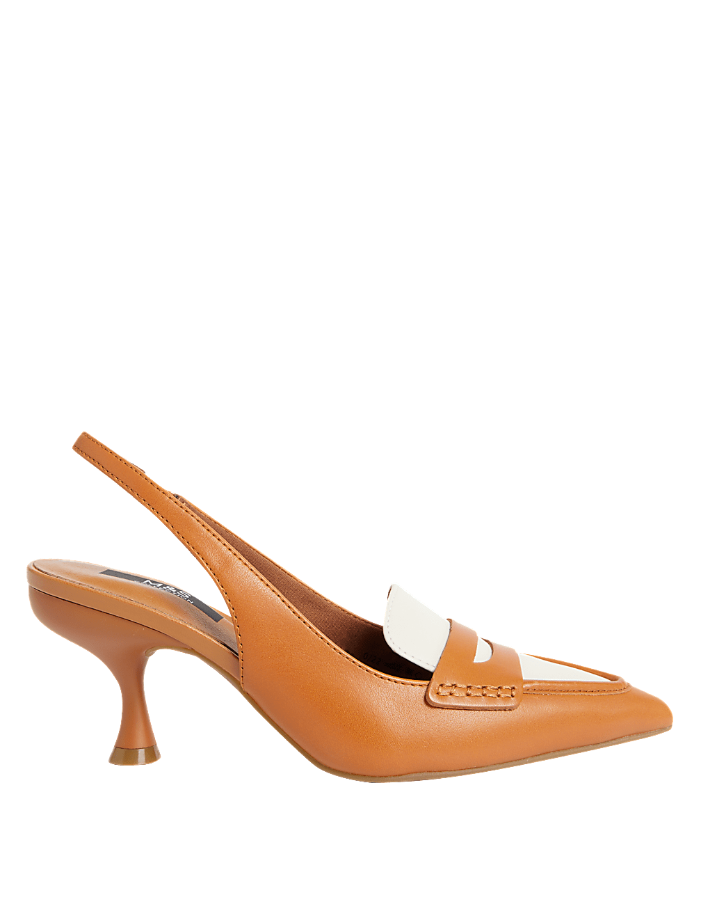 Leather Kitten Heel Pointed Slingback Shoes