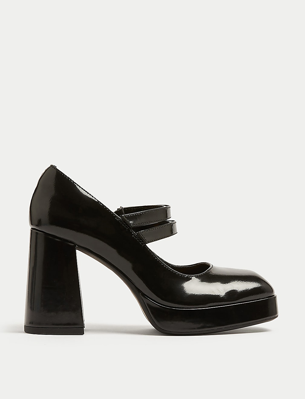 Leather Patent Platform Court Shoes