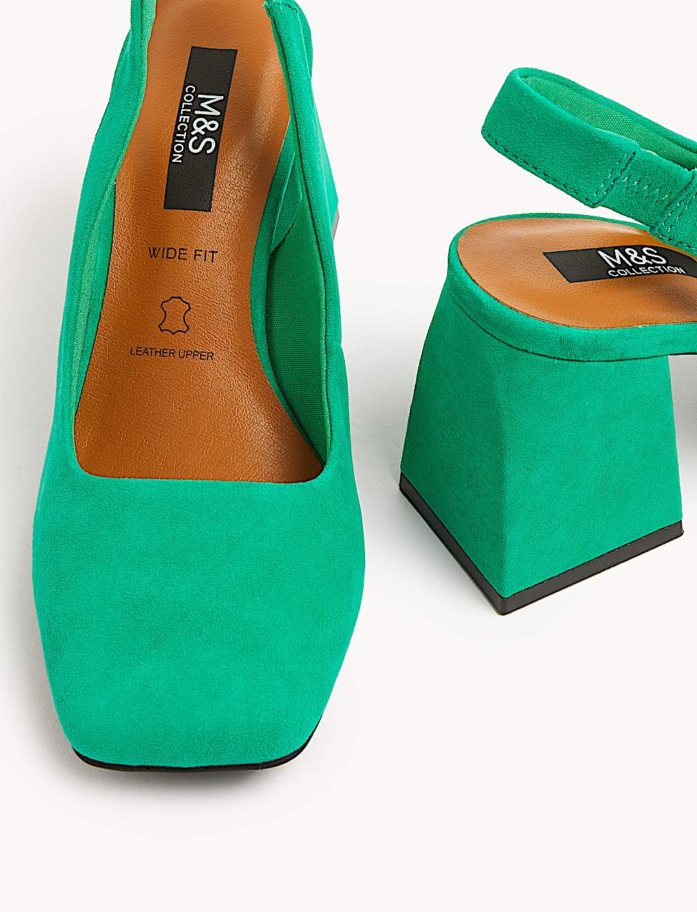 Wide Fit Suede Block Heel Slingback Shoes