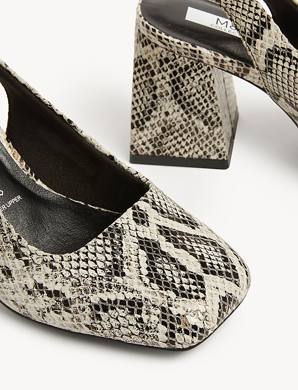 Wide Fit Leather Snake Slingback Shoes