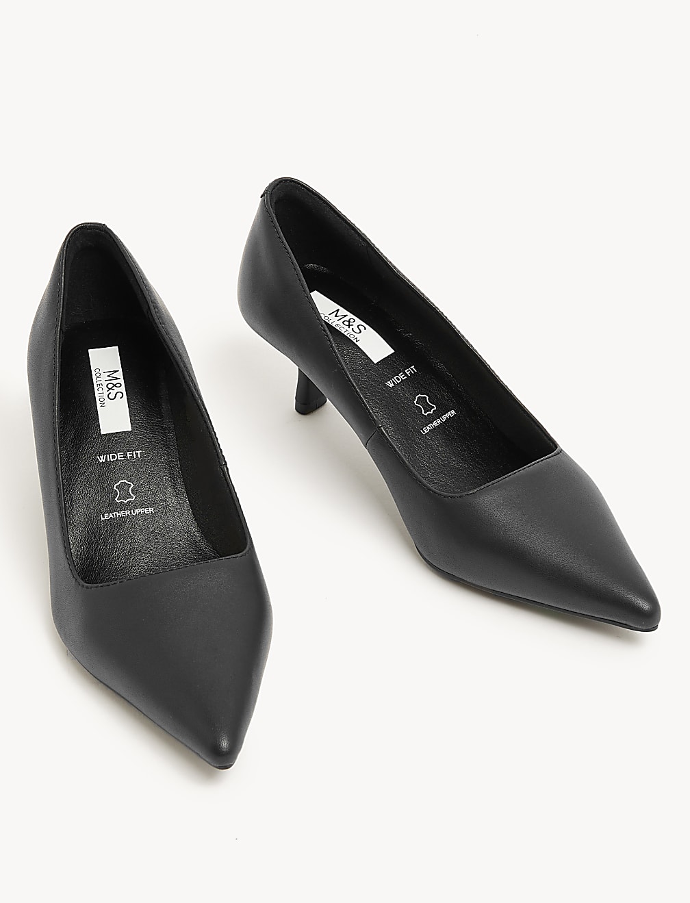 Buy Wide Fit Leather Kitten Heel Court Shoes at Marks Spencer