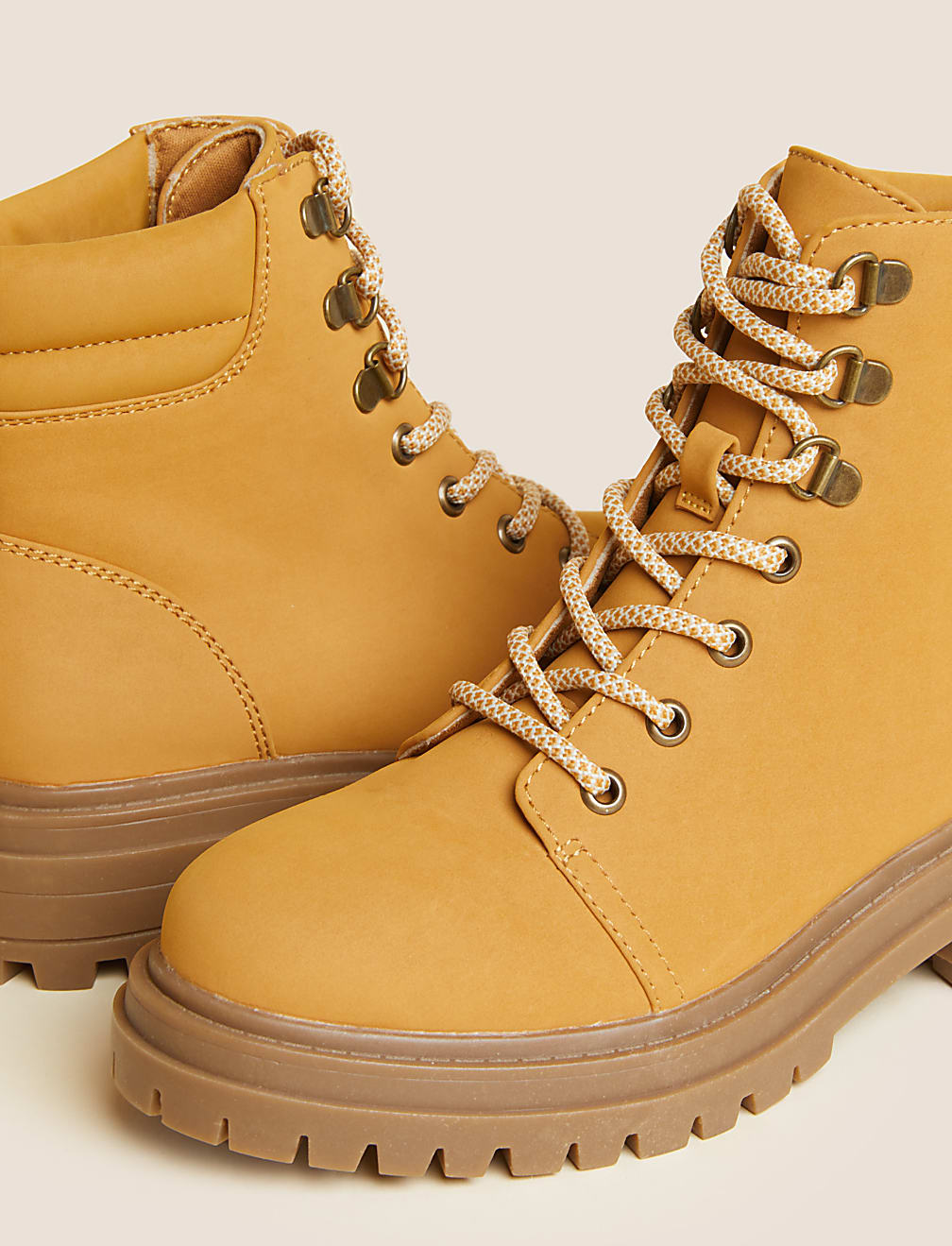 Hiker Lace Up Flat Ankle Boots